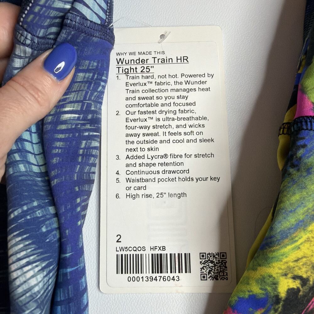 Set of Two Lululemon Wunder Train Leggings 25" Size 2 Multicolor Splatter READ - Picture 2 of 16